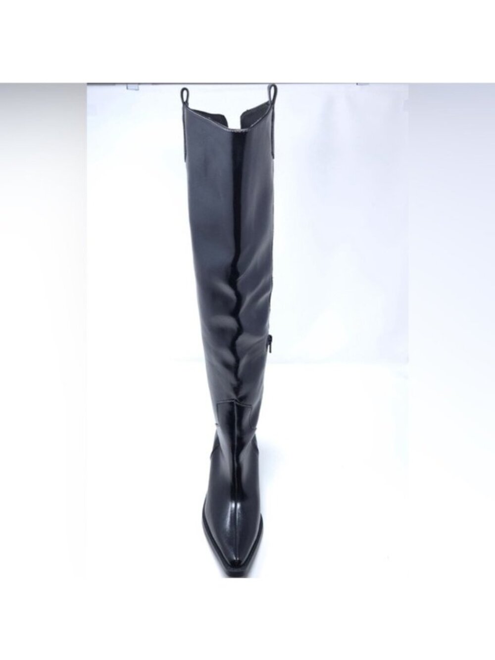 Wild Pair Luelap Boots Black Faux Leather Western Knee High - Picture 3 of 11